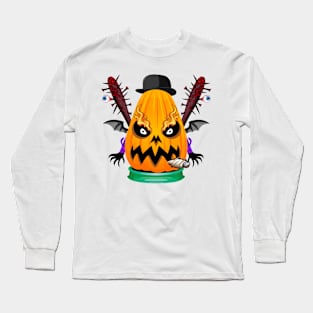 Spooky Halloween Pumpkin Head Long Sleeve T-Shirt